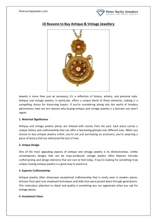 10 Reasons to Buy Antique & Vintage Jewellery