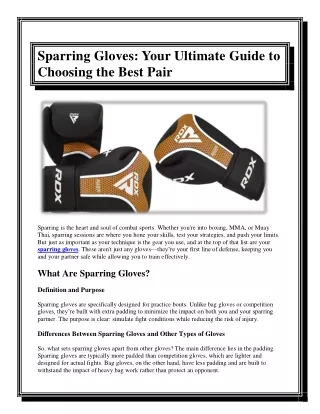 Sparring Gloves Your Ultimate Guide to Choosing the Best Pair