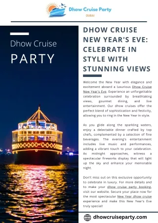 Dhow Cruise New Year's Eve Celebrate in Style with Stunning Views