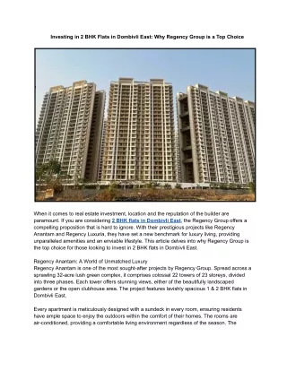 Premium 2 BHK Flats in Dombivli East – Regency Group