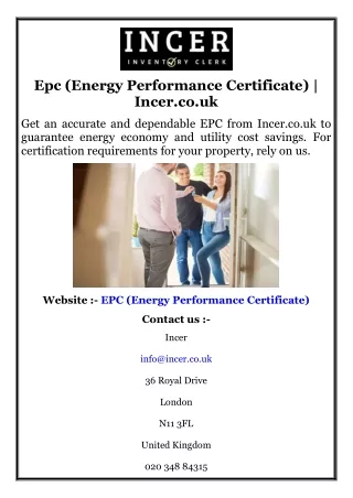 Epc (Energy Performance Certificate)  Incer.co.uk