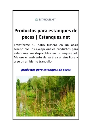 Productos para estanques de peces  Estanques.net