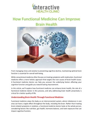 How Functional Medicine Can Improve Brain Health