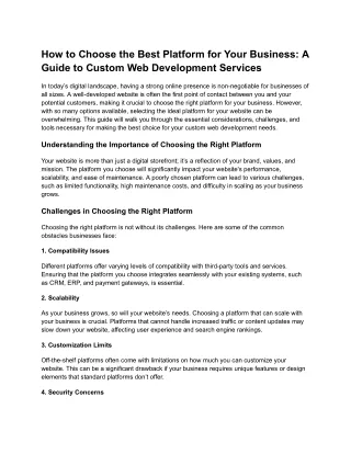 How to Choose the Best Platform for Your Business: A Guide to Custom Web Develop