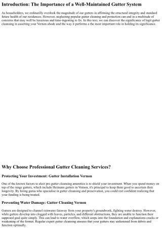 The Importance of Professional Gutter Cleaning in Maintaining Your Vernon Home