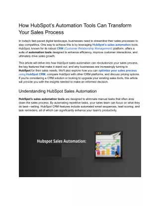 How HubSpot’s Automation Tools Can Transform Your Sales Process