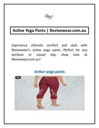 Active Yoga Pants | Revivewear.com.au