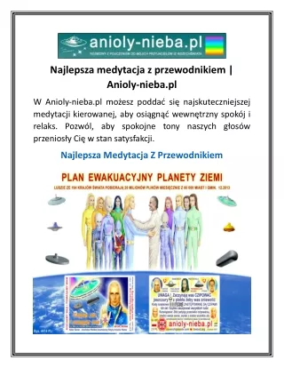 Najlepsza medytacja z przewodnikiem  Anioly-nieba.pl
