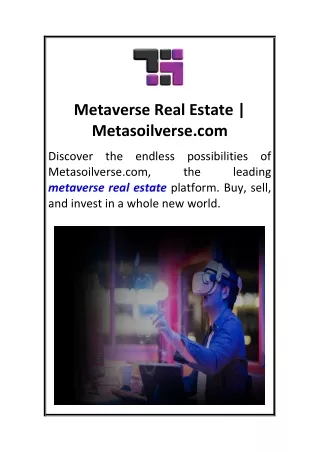 Metaverse Real Estate  Metasoilverse.com