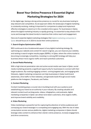 Boost Your Online Presence 5 Essential Digital Marketing Strategies for 2024