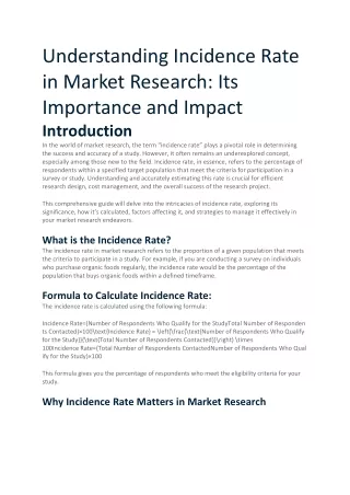 Understanding Incidence Rate in Market Research