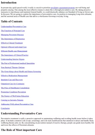 Preventative Treatment: The Key to some Healthier Adult Life
