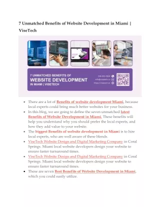 7 Unmatched Benefits of Website Development in Miami