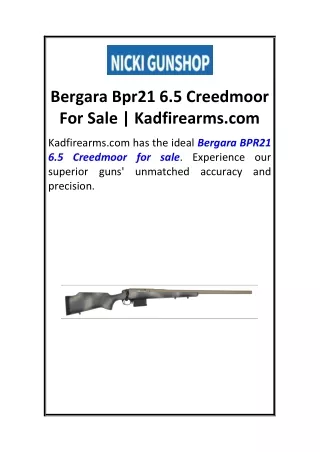 Bergara Bpr21 6.5 Creedmoor For Sale  Kadfirearms.com