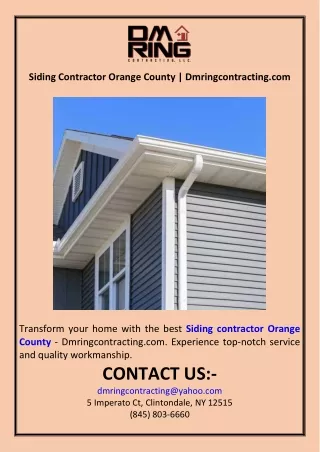 Siding Contractor Orange County  Dmringcontracting.com