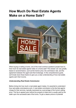 How Much Do Real Estate Agents Make on a Home Sale