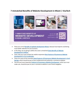 7 Unmatched Benefits of Website Development in Miami