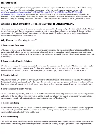 Quality and Affordable Cleaning Services in Allentown, PA