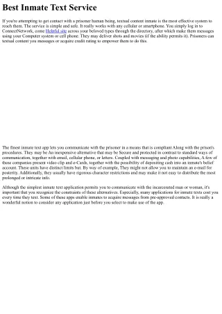 Finest Inmate Textual content Service