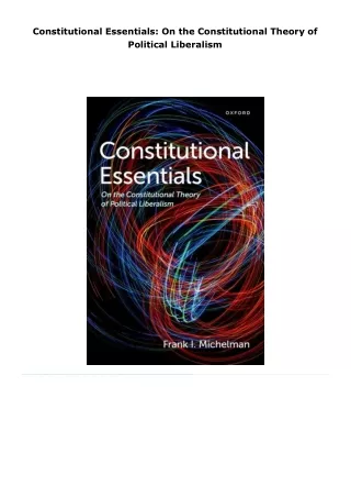 read constitutional essentials: on the constitutional theory of politi