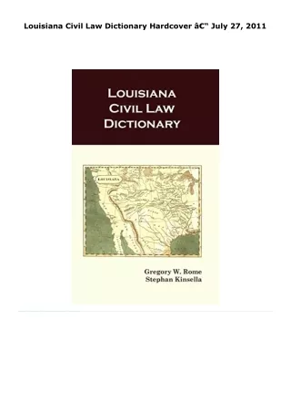 read louisiana civil law dictionary     hardcover â€“ july 27, 2011