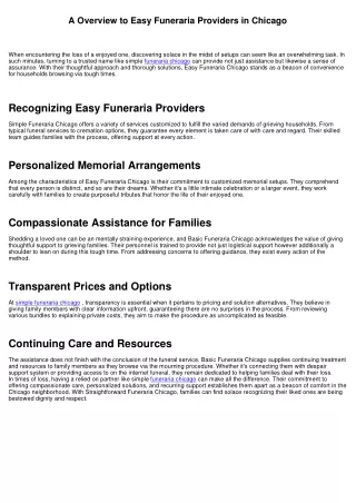 A Overview to Straightforward Funeraria Providers in Chicago