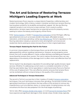 The Art and Science of Restoring Terrazzo_ Michigan's Leading Experts at Work