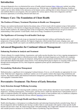 Innovative Diagnostics: A Breakthrough in Health care Treatment method