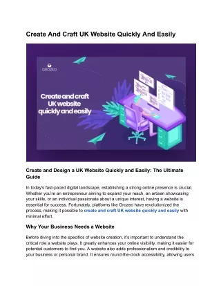 Create And Craft UK Website Quickly And Easily