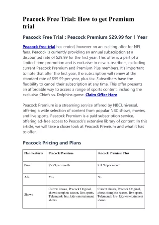 Peacock Free Trial - How to get Premium trial