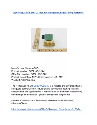 Asco Sc8210G2-24V-1_2 Inch N_Cw_Dinconn,5_150#, 24V _ PartsHnC