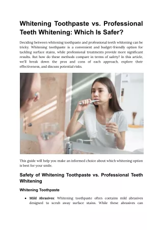 Whitening Toothpaste vs. Professional Teeth Whitening: Which Is Safer