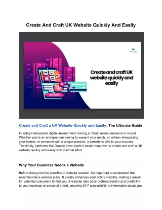 Create And Craft UK Website Quickly And Easily