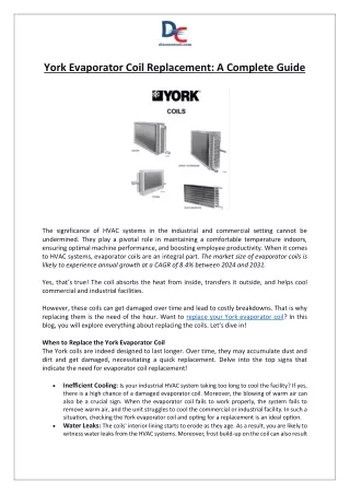 York Evaporator Coil Replacement- A Complete Guide