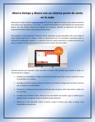 Ahorra tiempo y dinero con un sistema punto de venta en la nube