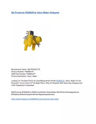Qb Products F8286401p Valve Water Hnkparts