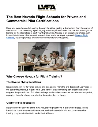 The Best Nevada Flight Schools for Private and Commercial Pilot Certifications