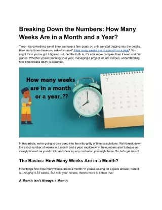 Breaking Down the Numbers_ How Many Weeks Are in a Month and a Year