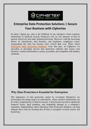 Enterprise Data Protection Solutions | Secure Your Business with Ciphertex
