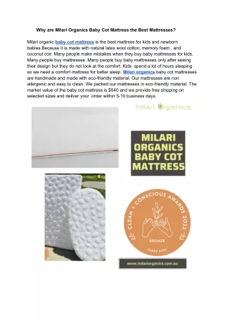 _Why are Milari Organics Baby Cot Mattress the Best Mattresses_