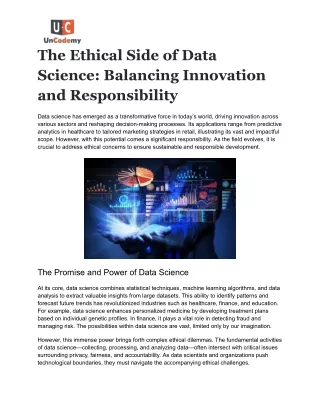 The Ethical Side of Data Science: Balancing Innovation and Responsibility