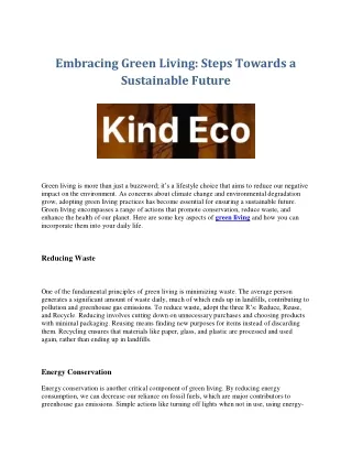 Embracing Green Living