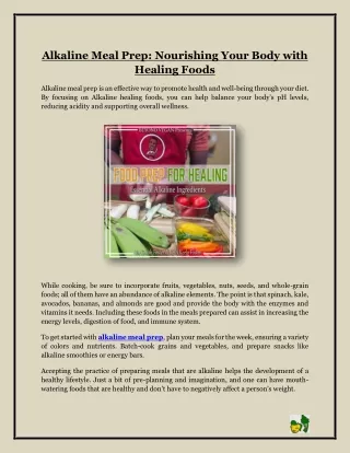 Alkaline Meal Prep- Nourishing Your Body with Healing Foods