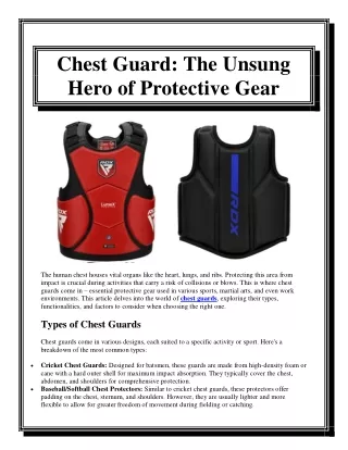 Chest Guard The Unsung Hero of Protective Gear