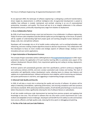The Future of Software Engineering AI-Augmented Development in 2030