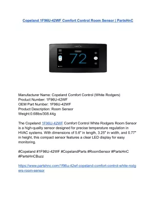 Copeland 1F96U-42WF Comfort Control Room Sensor _ PartsHnC