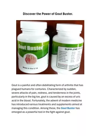 Discover the Power of Gout Buster