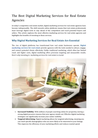 The Best Digital Marketing Services for Real Estate Agencies