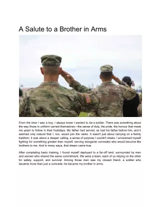 A Salute to a Brother in Arms