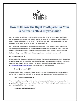 How to Choose the Right Toothpaste for Your Sensitive Teeth A Buyer’s Guide
